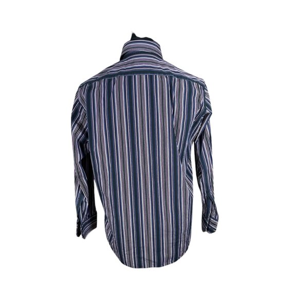 Boss Hugo Boss Men's Black Purple Striped Long Sleeve Button Front Shirt Size 16 - Picture 6 of 9